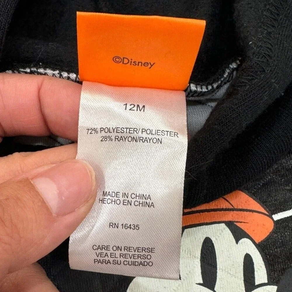 Disney Baby Hoodie Jogger Set 12M Charcoal Mickey Mouse Pumpkin Halloween Glow‎